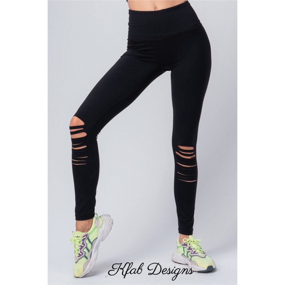 LAST 1! High Waist Laser Cut Black Soft Yoga Leggings! - Picture 12 of 12